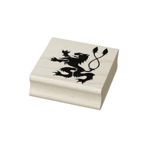 Silhouette of Lion Heraldry Rubber Stamp