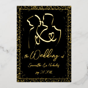 Silhouette of Lovers in Black and Gold Wedding