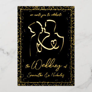 Silhouette of Lovers in Black & Gold Wedding
