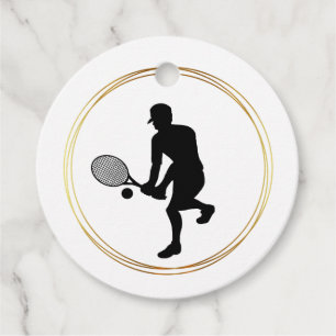 Silhouette of Male Tennis Player Gift Tag