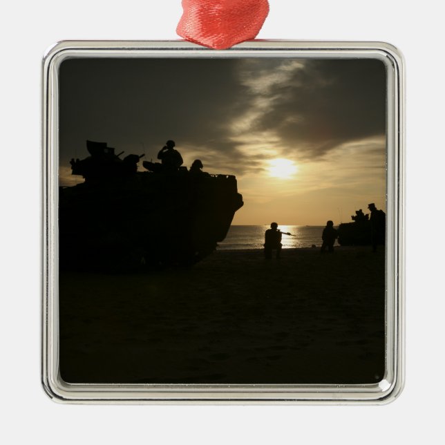 Silhouette of Marines Metal Ornament (Front)