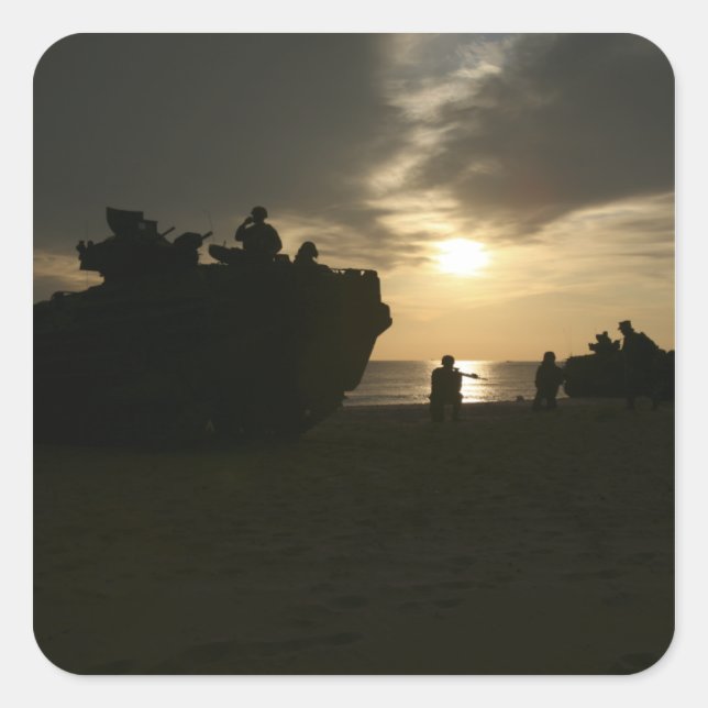 Silhouette of Marines Square Sticker (Front)