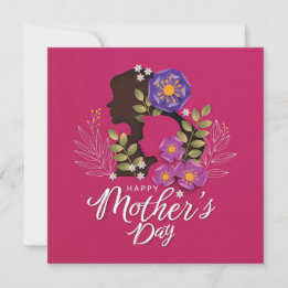 Silhouette of mom and child Mothers day Holiday Card