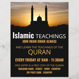Silhouette of Mosque, Islamic Teaching Advertising Flyer