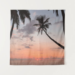SILHOUETTE OF PALM TREE DURING GOLDEN HOUR TAPESTRY