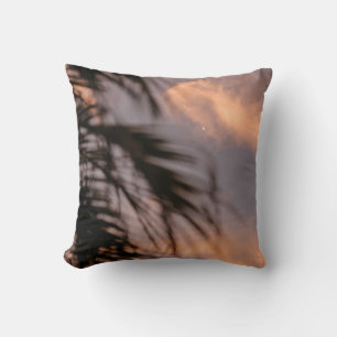 Silhouette of palm tree throw pillow