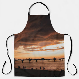 SILHOUETTE OF PEOPLE ON BEACH DURING SUNSET APRON