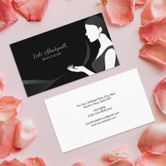 Silhouette of Pretty Woman with Long Black Hair Business Card