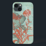 Silhouette of Red Flowers on Teal Background iPhone 13 Case<br><div class="desc">Three red flowers contrast against a teal background in this painting by Megan Meagher. A silhouette of another flower leans in from the left of the print. A simple piece with a lot going on. This would make nice gift for a friend or loved out who enjoys art!</div>