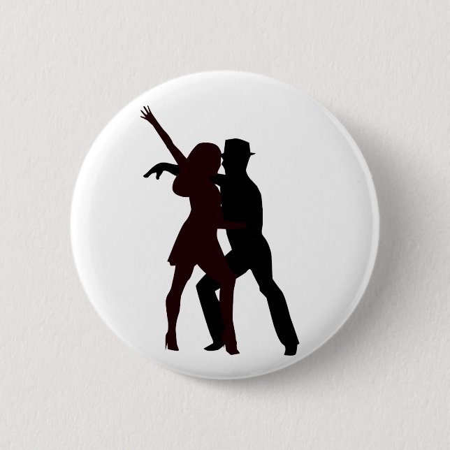 Silhouette of Salsa Dancers 2 Inch Round Button (Front)