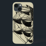 Silhouette of Ship with Billowing Sails iPhone 13 Case<br><div class="desc">Handsome silhouette of a sailing ship with billowing sails. You can even see a few figures standing on the deck,  monitoring the progress of the ship or just enjoying the cool sea breeze. Anyone who loves the sea should purchse this piece!</div>