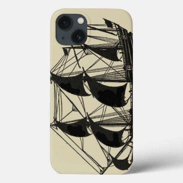 Silhouette of Ship with Billowing Sails Case-Mate iPhone Case (Back)