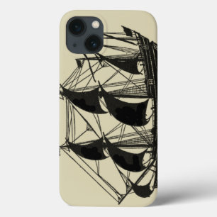 Silhouette of Ship with Billowing Sails iPhone 13 Case