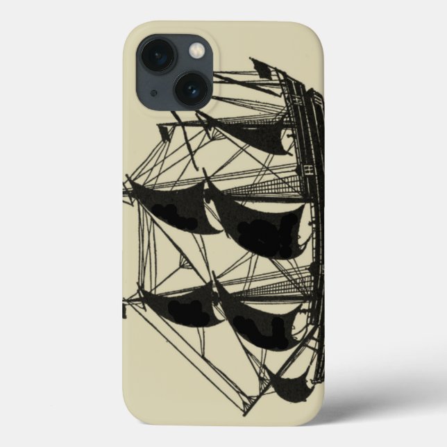 Silhouette of Ship with Billowing Sails Case-Mate iPhone Case (Back)
