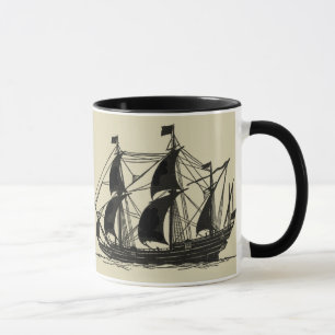 Silhouette of Ship with Billowing Sails Mug