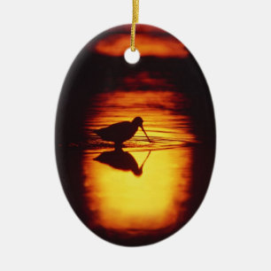 Silhouette of Shorebird at Brigantine NWR Ceramic Ornament