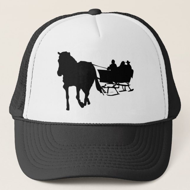 Silhouette of Sleigh Ride in Winter Trucker Hat (Front)