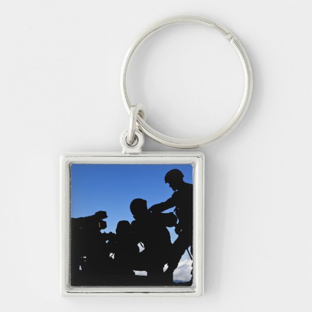 Silhouette of soldiers keychain (Front)