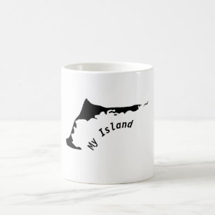 Silhouette of the peninsula Zingst, Darß and Fish Coffee Mug