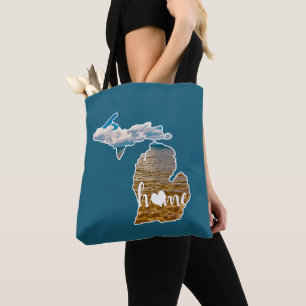 Silhouette Of The State Of Michigan Tote Bag