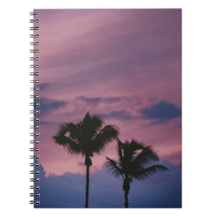 Silhouette of tree during sunset notebook