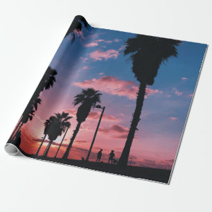 Silhouette of tree under cloudy sky wrapping paper