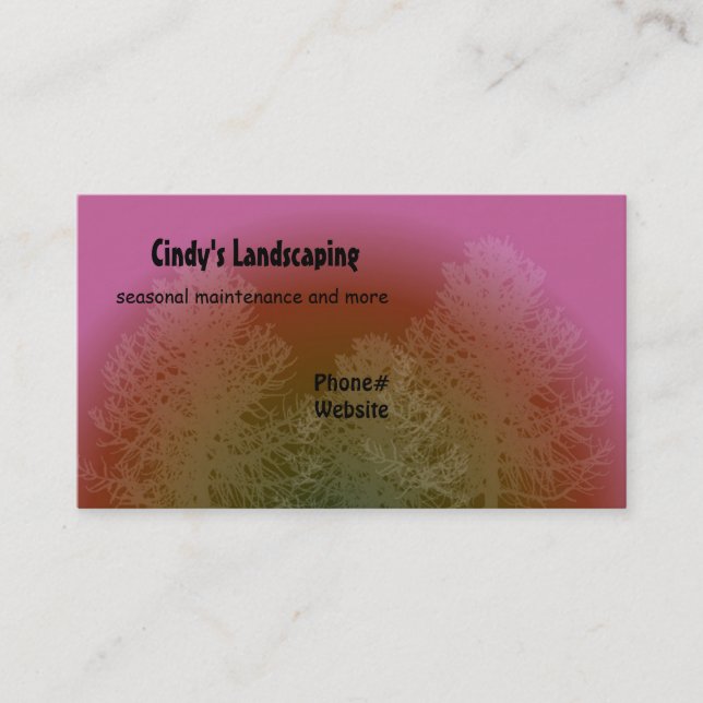 Silhouette of Trees Landscaping Design Business Card (Front)