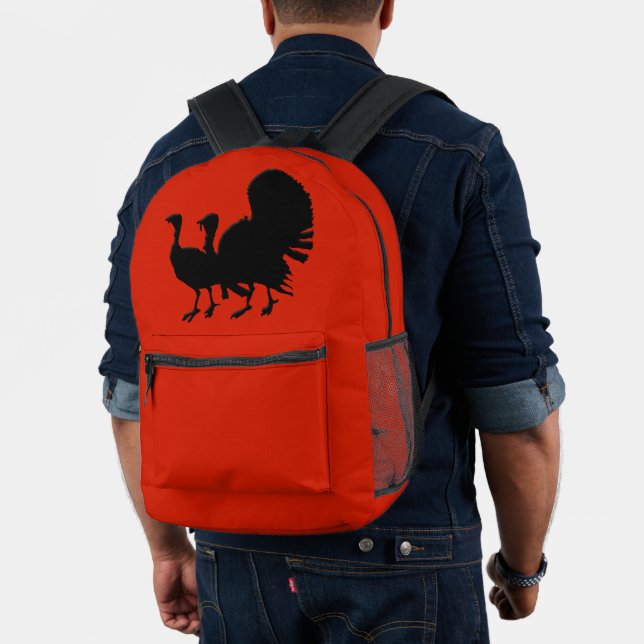 Silhouette of Turkeys Printed Backpack (Insitu (Model))