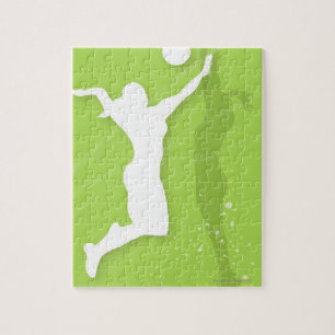 Silhouette of two women playing volleyball jigsaw puzzle