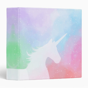 Silhouette Of Unicorn On Pastel Rainbow Background Binder