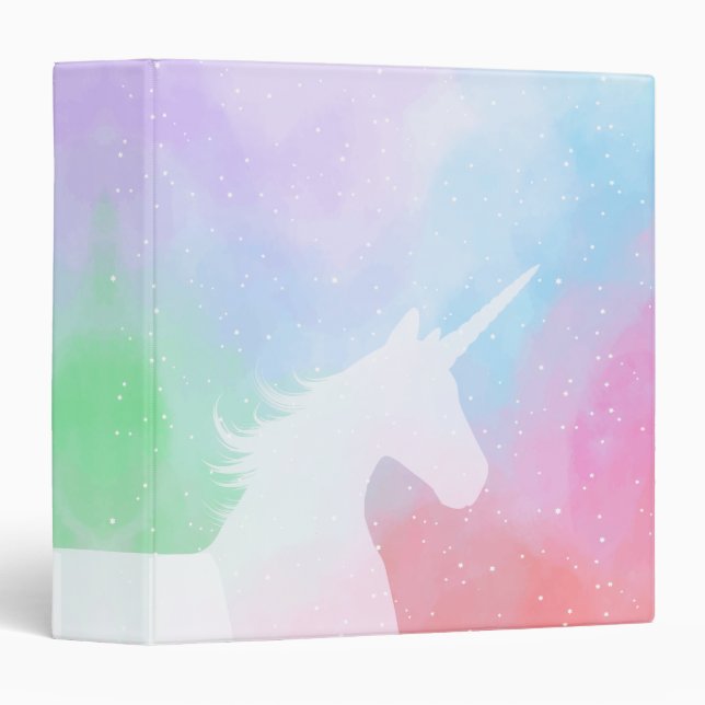 Silhouette Of Unicorn On Pastel Rainbow Background Binder (Front/Spine)