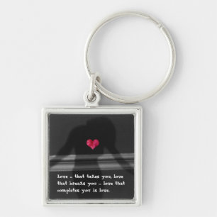 Silhouette of Woman, Flower Heart & Love - Art Keychain
