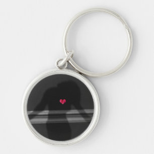 Silhouette of Woman, Flower Hearth & Love Text Keychain