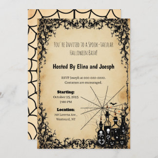Silhouette Parchment Halloween Invitations 