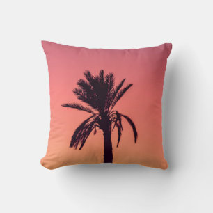 Silhouette photography of palm tree throw pillow