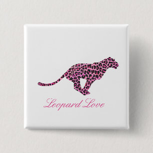 Silhouette Pink and Black Leopard 2 Inch Square Button