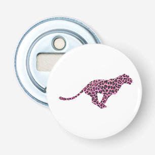 Silhouette Pink and Black Leopard Bottle Opener