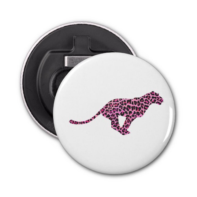 Silhouette Pink and Black Leopard Bottle Opener (Front)
