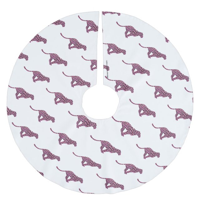 Silhouette Pink and Black Leopard Brushed Polyester Tree Skirt (Front)