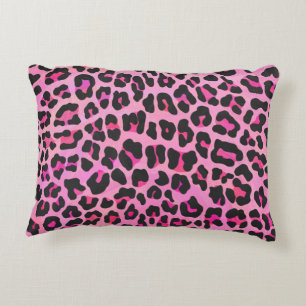 Silhouette Pink and Black Leopard Decorative Pillow