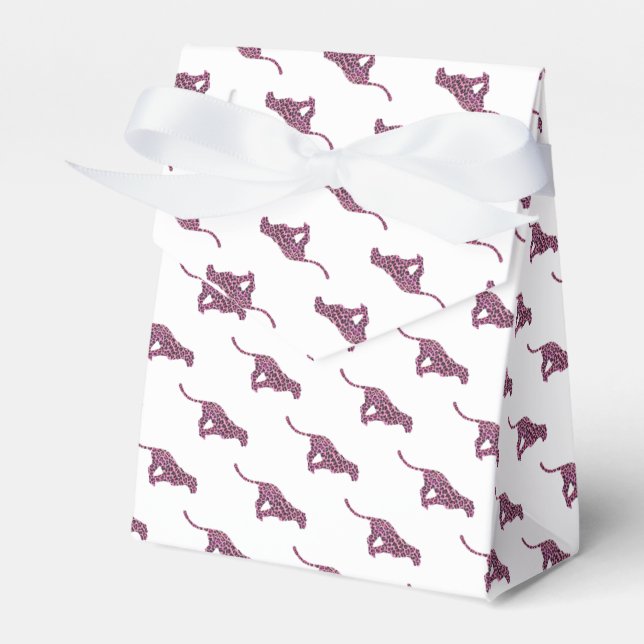 Silhouette Pink and Black Leopard Favor Box (Front Side)