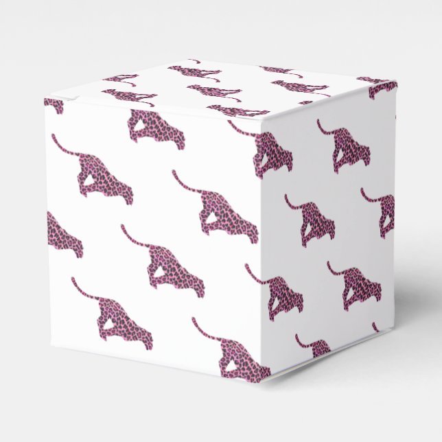 Silhouette Pink and Black Leopard Favor Box (Front Side)