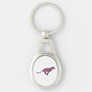 Silhouette Pink and Black Leopard Keychain