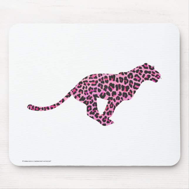 Silhouette Pink and Black Leopard Mouse Pad (Front)