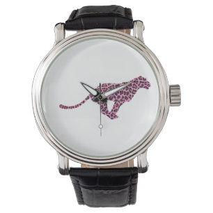 Silhouette Pink and Black Leopard Watch