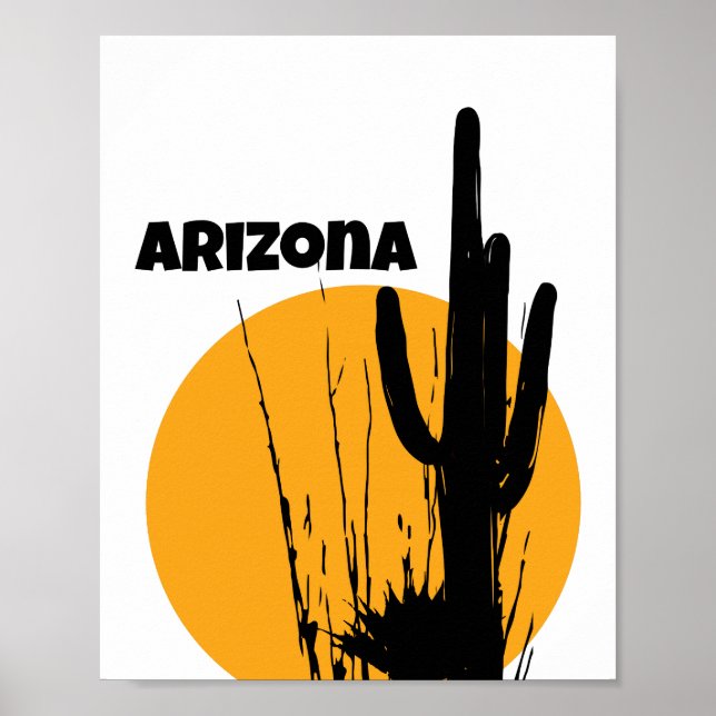 Silhouette Plante du désert de l'Arizona | Poster (Devant)