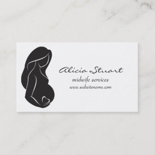 Silhouette Pregnant Woman Belly Heart Business Card