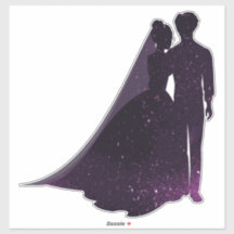 Silhouette Purple sparkle bride and groom decal