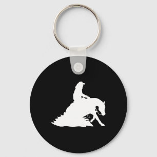 Silhouette Reining Horse Show Rider Cowboy Horseba Keychain
