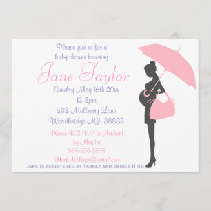 Silhouette rose Bébé Douche Invitations